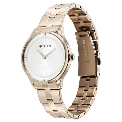 Titan Workwear Quartz Analog White Dial Stainless Steel Strap Watch for Women ns95185wm01
