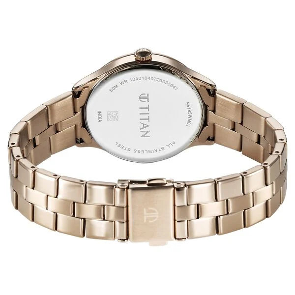 Titan Workwear Quartz Analog White Dial Stainless Steel Strap Watch for Women ns95185wm01