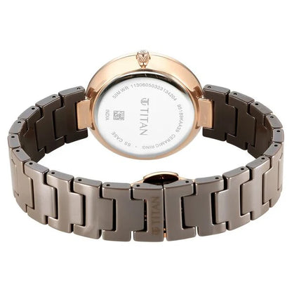 Titan Purple Ceramics Quartz Analog Brown Dial Ceramic Strap Watch for Women ns95189kc09