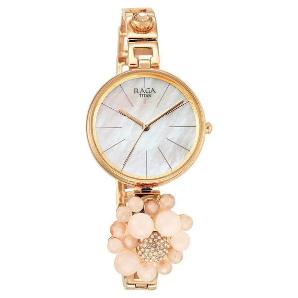 Titan Raga Delight Mother Of Pearl Dial Analog Metal Strap Watch for Women ns95201wm01