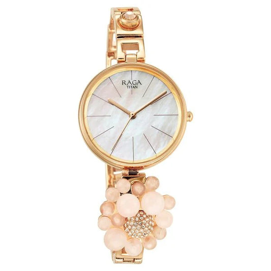 Titan Raga Delight Mother Of Pearl Dial Analog Metal Strap Watch for Women ns95201wm01