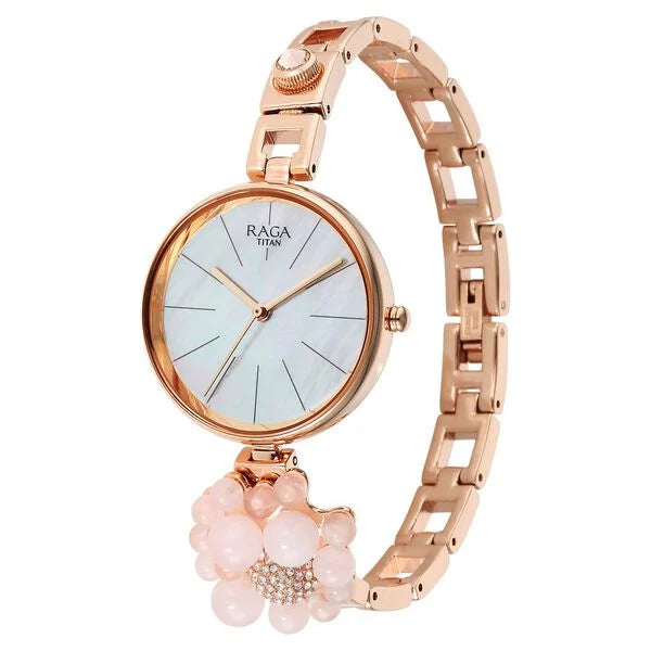 Titan Raga Delight Mother Of Pearl Dial Analog Metal Strap Watch for Women ns95201wm01