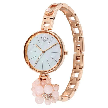 Titan Raga Delight Mother Of Pearl Dial Analog Metal Strap Watch for Women ns95201wm01