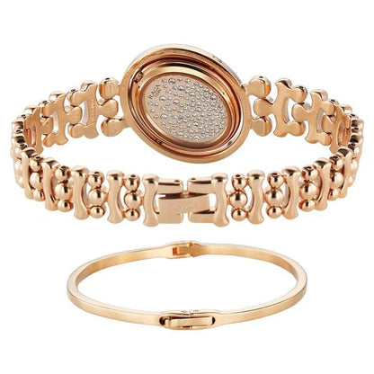 Titan Raga Glimmers Quartz Analog Mother of Pearl Dial Rose Gold Metal Strap Watch For Women nu95202wm01f