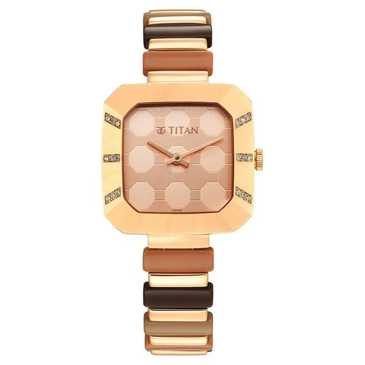 Titan Glitz Rose Gold Dial Analog Metal Strap watch for Women ns95208wd01