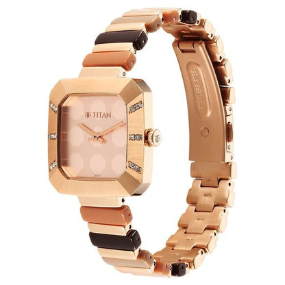 Titan Glitz Rose Gold Dial Analog Metal Strap watch for Women ns95208wd01