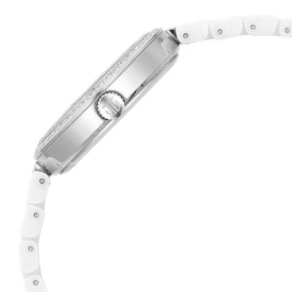 Titan Purple Ceramics Quartz Analog Mother of Pearl Dial White Ceramic Strap Watch For Women 95215kc01