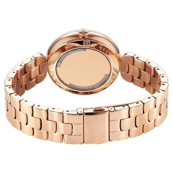Titan Purple Abstract Quartz Analog Rose Gold Stainless Steel Strap for Women 95229wm01