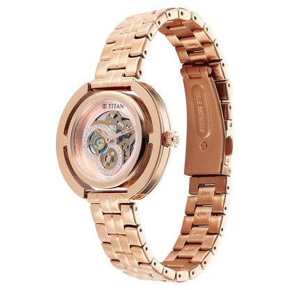 Titan Purple Abstract Quartz Analog Rose Gold Stainless Steel Strap for Women 95231wm01
