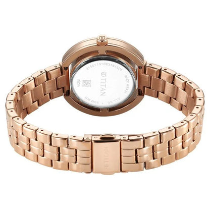 Titan Purple Abstract Quartz Analog Rose Gold Stainless Steel Strap for Women 95231wm01