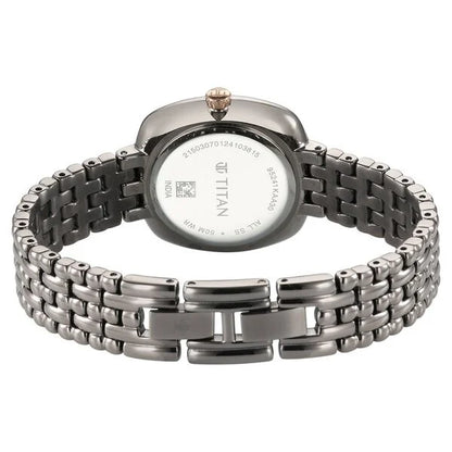 Titan Aura Quartz Analog Titanium Mother of Pearl Dial Titanium Stainless Steel Strap Watch for Women nt95241km02