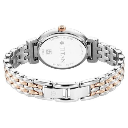 Titan Aura Quartz Analog Silver Dial With Two Toned Stainless Steel Strap Watch For Women nt95242km01