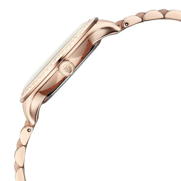 Titan Purple Prestige Quartz Analog with Date White Dial Rose Gold Stainless Steel Strap Watch For Women