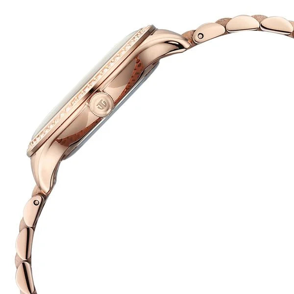 Titan Purple Prestige Quartz Analog with Date White Dial Rose Gold Stainless Steel Strap Watch For Women