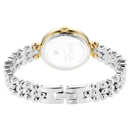 Titan Raga Showstopper Quartz Analog Silver Dial Metal Strap Watch for Women nu95262bm01