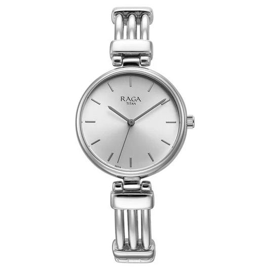 Titan Raga Showstopper Quartz Analog Silver Dial Metal Strap Watch for Women nu95263sm01 Women's Watch