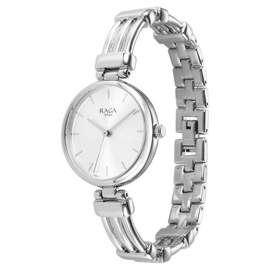 Titan Raga Showstopper Quartz Analog Silver Dial Metal Strap Watch for Women nu95263sm01 Women's Watch
