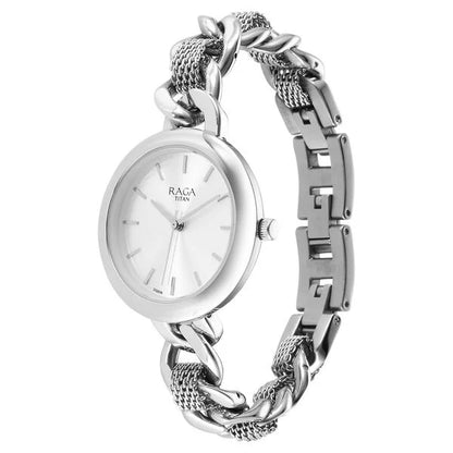 Titan Raga Showstopper Quartz Analog Silver Dial Metal Strap Watch for Women nu95265sm01 Women's Watch