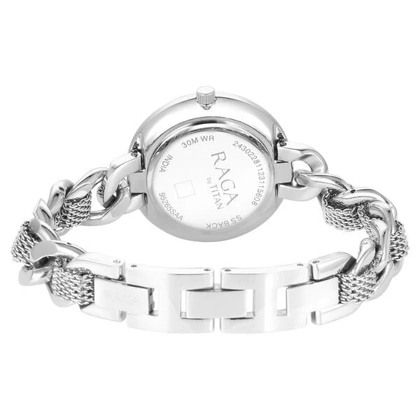 Titan Raga Showstopper Quartz Analog Silver Dial Metal Strap Watch for Women nu95265sm01 Women's Watch