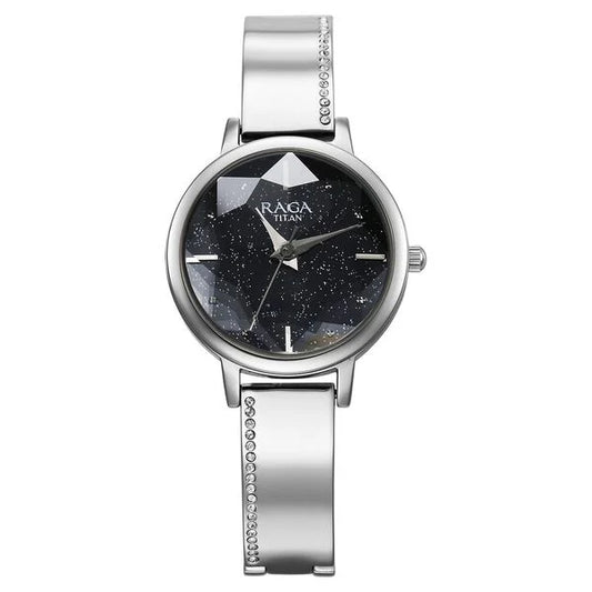 Titan Raga Showstopper Quartz Analog Blue Dial Silver Metal Strap Watch For Women nu95267sm01 Women's Watch