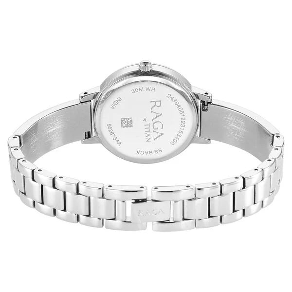 Titan Raga Showstopper Quartz Analog Blue Dial Silver Metal Strap Watch For Women nu95267sm01 Women's Watch