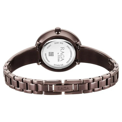 Titan Raga Showstopper Quartz Analog Brown Dial Metal Strap Watch For Women 95276qm01