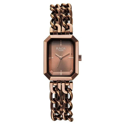 Titan Raga Showstopper Quartz Analog Brown Dial Metal Strap Watch For Women nu95283qm01