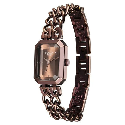 Titan Raga Showstopper Quartz Analog Brown Dial Metal Strap Watch For Women nu95283qm01
