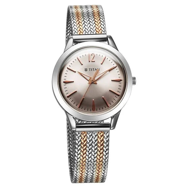 Titan Titan Timeless Urban Quartz Analog Pink Dial Metal Strap Watch For Women nu95287km01
