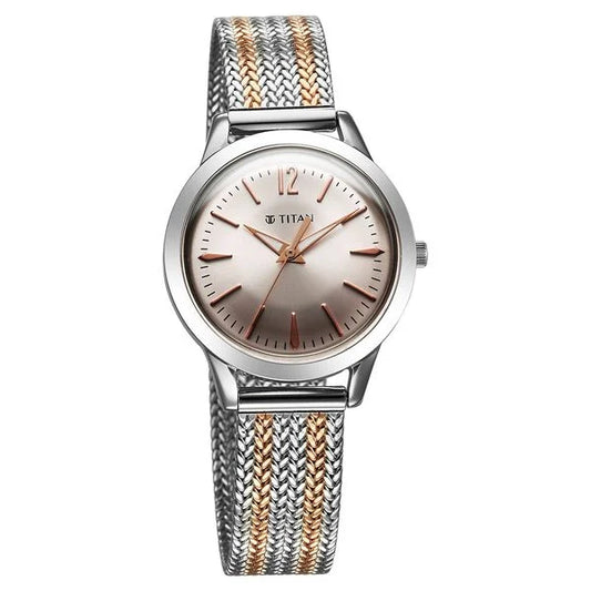 Titan Titan Timeless Urban Quartz Analog Pink Dial Metal Strap Watch For Women nu95287km01