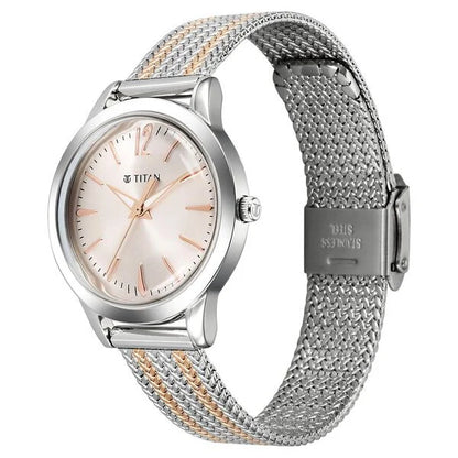 Titan Titan Timeless Urban Quartz Analog Pink Dial Metal Strap Watch For Women nu95287km01