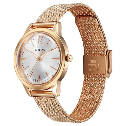 Titan Titan Timeless Urban Quartz Analog Silver Dial Metal Strap Watch For Women nu95287wm01