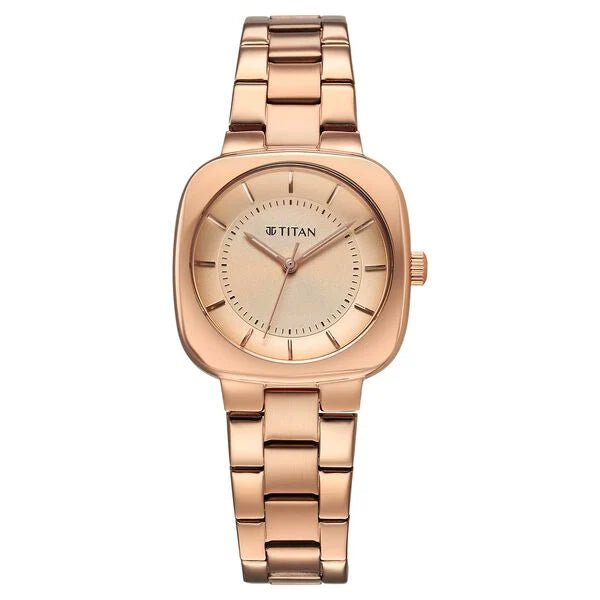Titan Horizon Quartz Analog Rose Gold Dial Stainless Steel Strap Watch For Women nu95296wm01