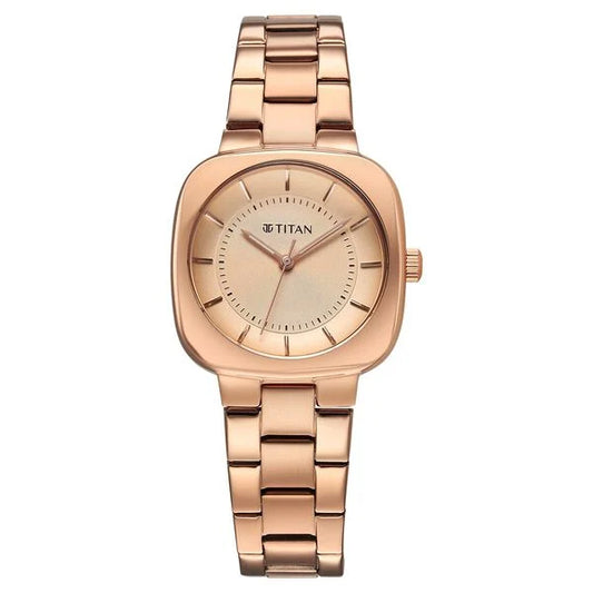 Titan Horizon Quartz Analog Rose Gold Dial Stainless Steel Strap Watch For Women nu95296wm01