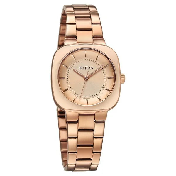 Titan Horizon Quartz Analog Rose Gold Dial Stainless Steel Strap Watch For Women nu95296wm01