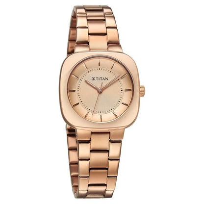 Titan Horizon Quartz Analog Rose Gold Dial Stainless Steel Strap Watch For Women nu95296wm01