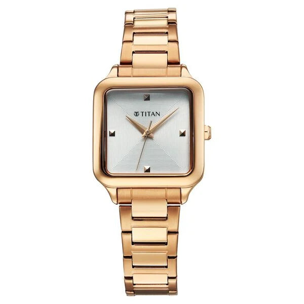 Titan Horizon Quartz Analog White Dial Stainless Steel Strap Watch For Women nu95297wm01