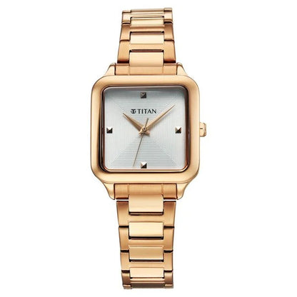 Titan Horizon Quartz Analog White Dial Stainless Steel Strap Watch For Women nu95297wm01