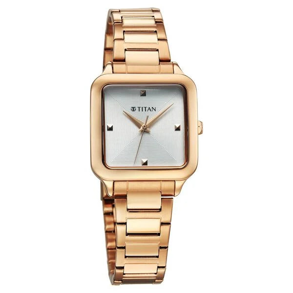 Titan Horizon Quartz Analog White Dial Stainless Steel Strap Watch For Women nu95297wm01
