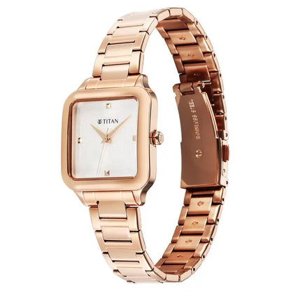 Titan Horizon Quartz Analog White Dial Stainless Steel Strap Watch For Women nu95297wm01
