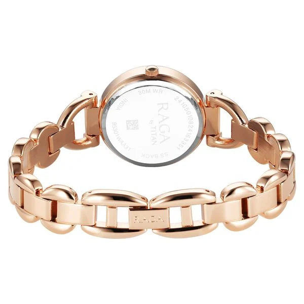 Titan Raga Showstopper Quartz Analog Pink Dial Metal Strap Watch For Women