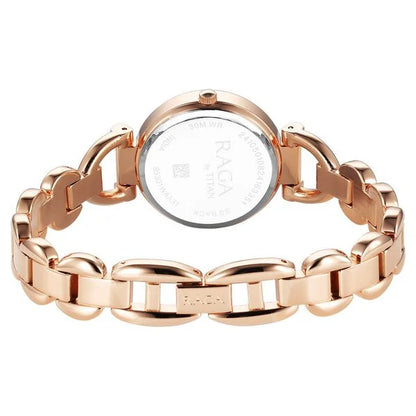 Titan Raga Showstopper Quartz Analog Pink Dial Metal Strap Watch For Women