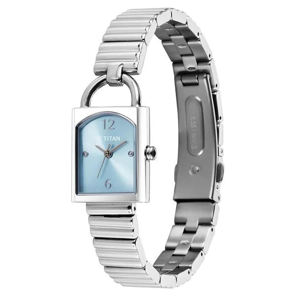 Titan Metro Quartz Analog Blue Dial Stainless Steel Strap Watch For Women nu95303sm01 Women's Watch