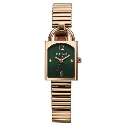 Titan Metro Quartz Analog Green Dial Stainless Steel Strap Watch For Women nu95303wm01 Women's Watch