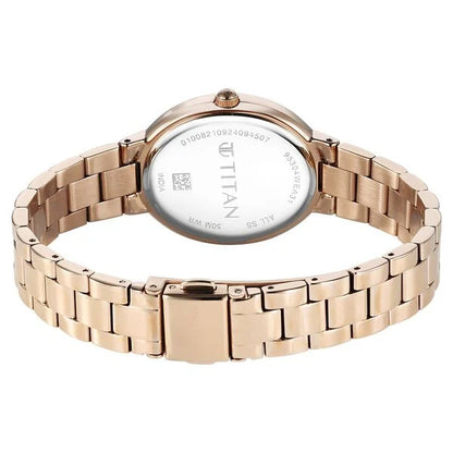 Titan Metro Quartz Analog Rose Gold Dial Stainless Steel Strap Watch For Women nu95304wm01 Women's Watch