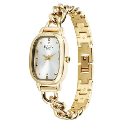 Titan Raga Showstopper Quartz Analog Silver Dial Metal Strap Watch For Women nu95309ym01