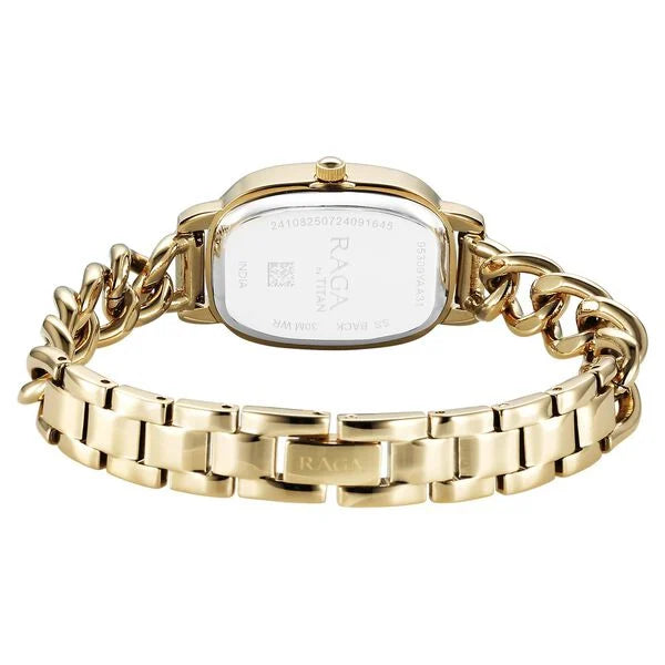 Titan Raga Showstopper Quartz Analog Silver Dial Metal Strap Watch For Women nu95309ym01