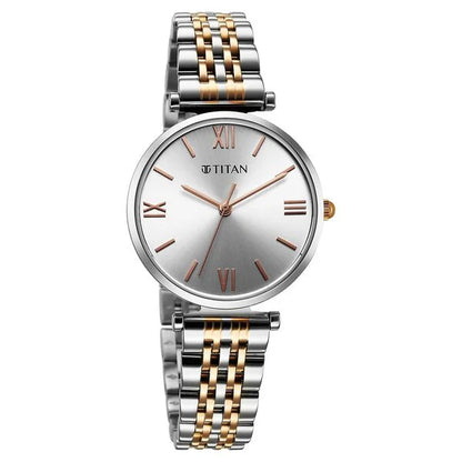 Titan Workmode Quartz Analog Silver Dial Metal Strap watch For Women nu95313km01