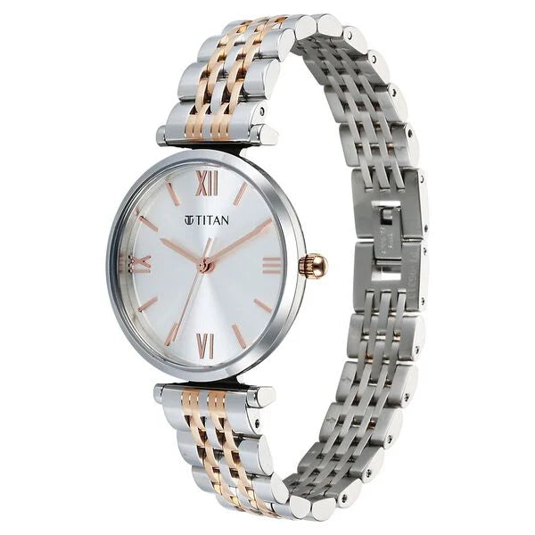 Titan Workmode Quartz Analog Silver Dial Metal Strap watch For Women 95313km01