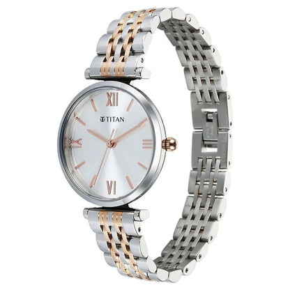 Titan Workmode Quartz Analog Silver Dial Metal Strap watch For Women nu95313km01